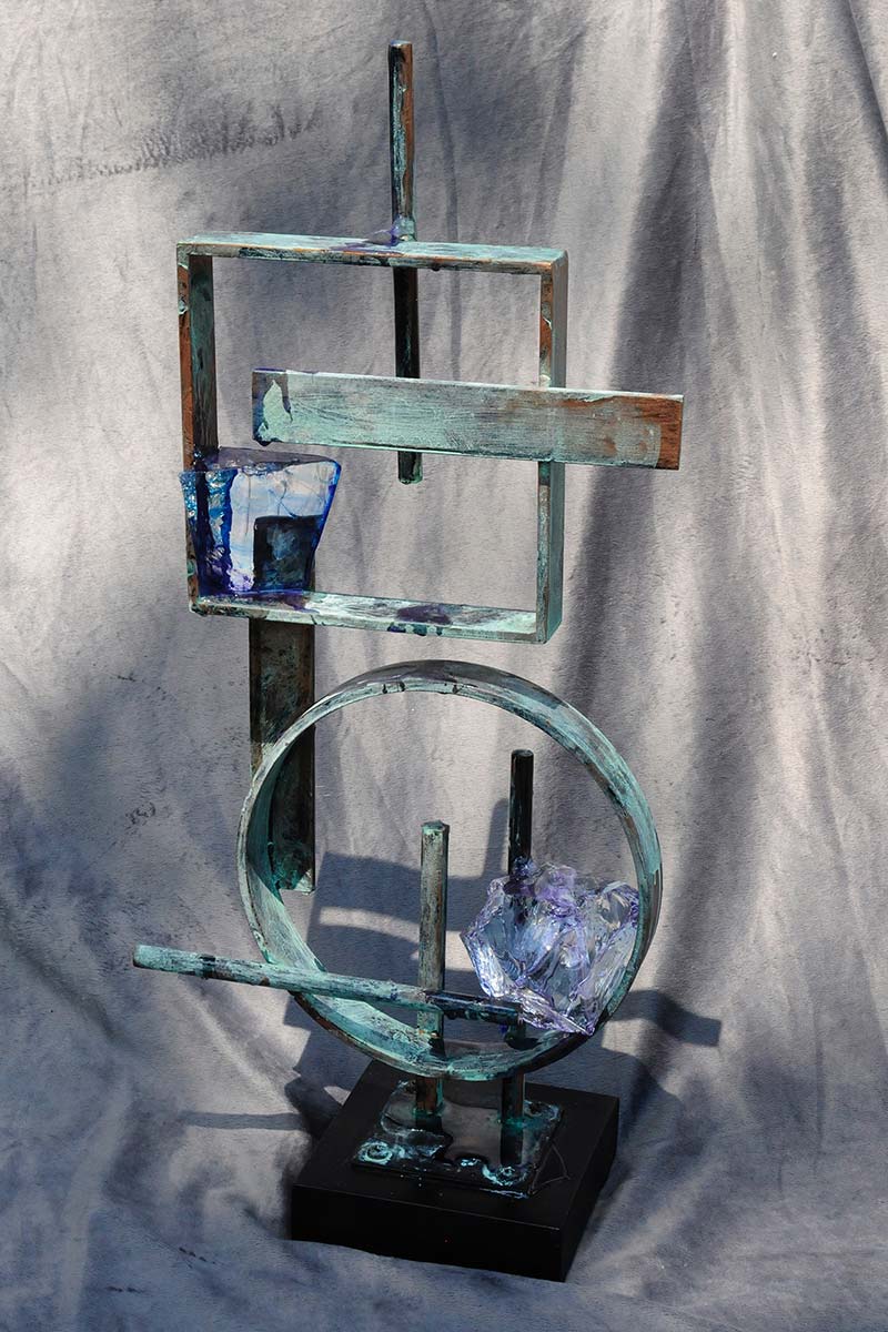 Geometric abstract metal sculpture