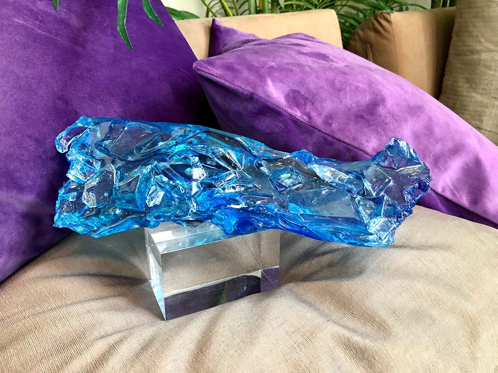 Blue Crystal abstract resin sculpture