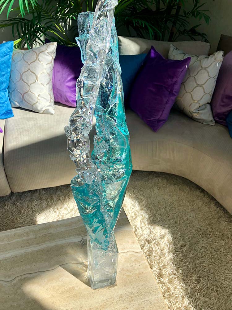 Abstract resin candle sculpture